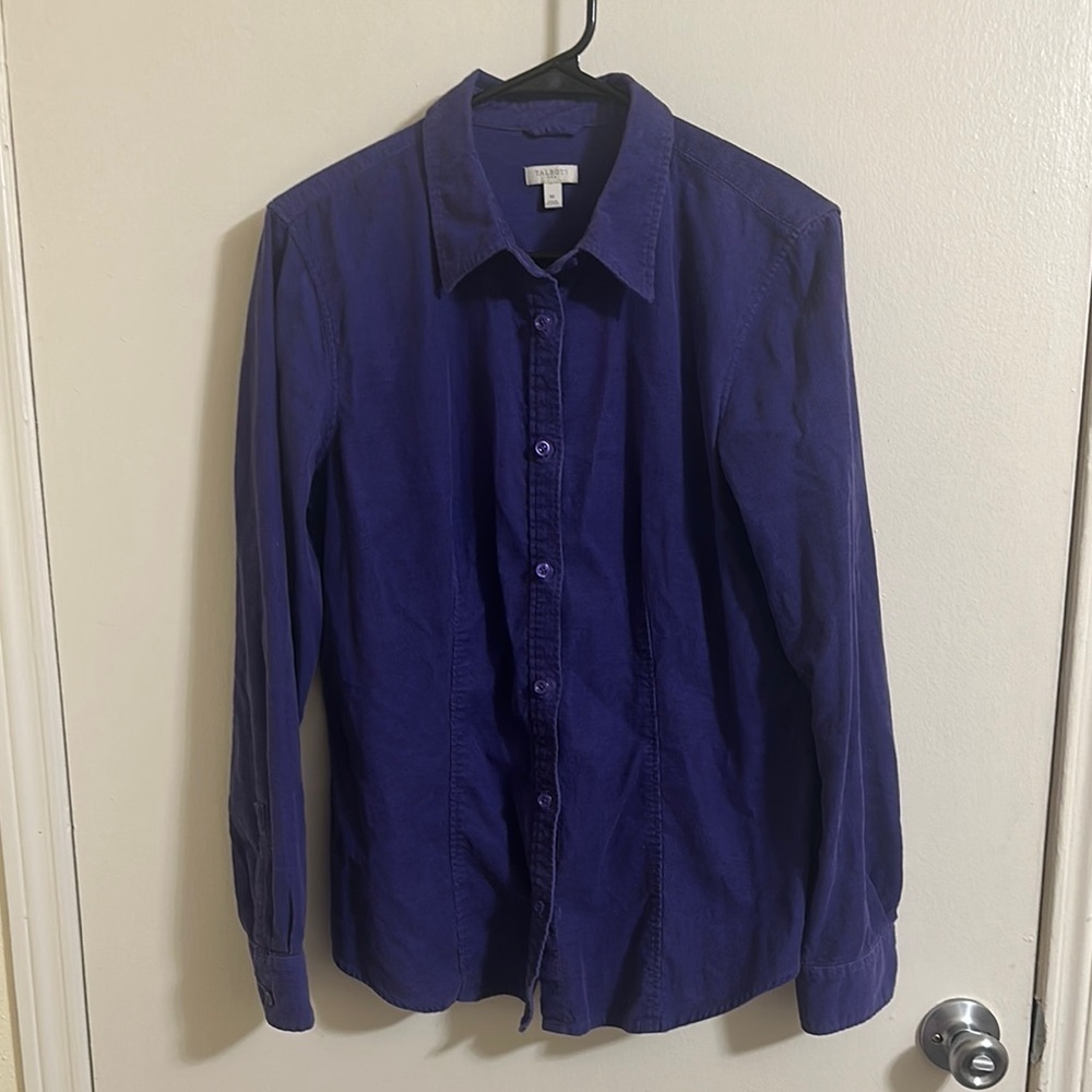 EUC Talbots Purple Corduroy Button‎ Down Shirt